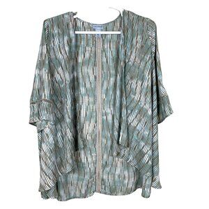 Catherines Womens 1X Open Front Kimono Cardigan Lightweight Boho Beachy Coverup